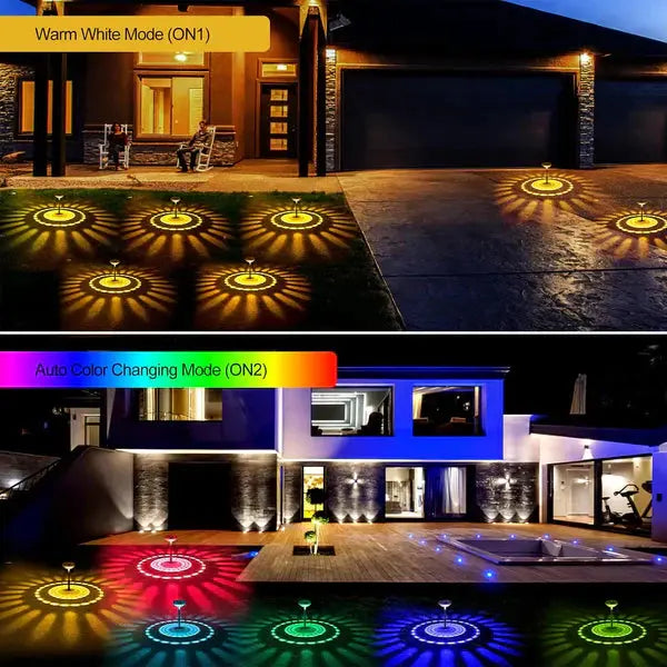Set 2 Lampi Solare Stralucitoare, Cu Reflexii Puternice, Pentru Exterior, Rezistente La Apa, Alb Cald si Multicolor Doimeseriasi.ro