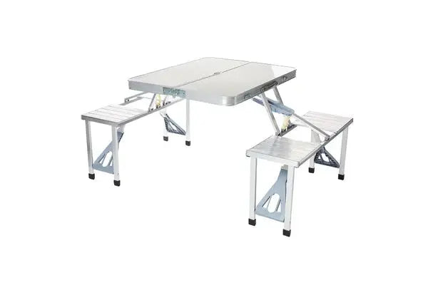Masa Pliabila, Tip Geamantan, Cu 4 Scaune si Suport Umbrela, Din Aluminiu Doimeseriasi.ro