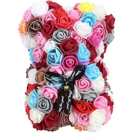 CADOU de Valentine's Day: Ursulet din trandafiri de sapun in cutie cadou, Inaltime 25cm Doimeseriasi.ro
