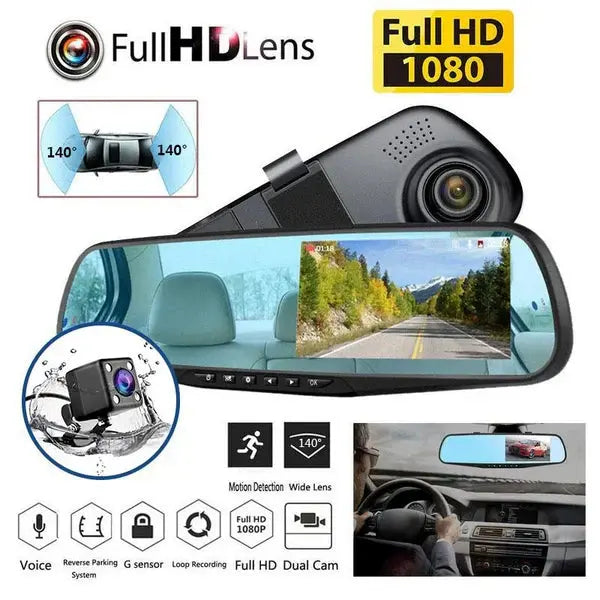 Oglinda Retrovizoare Cu Camera Video Fata-Spate Full HD Cu G-Senzor Si Ecran 4.3 Inch Doimeseriasi.ro