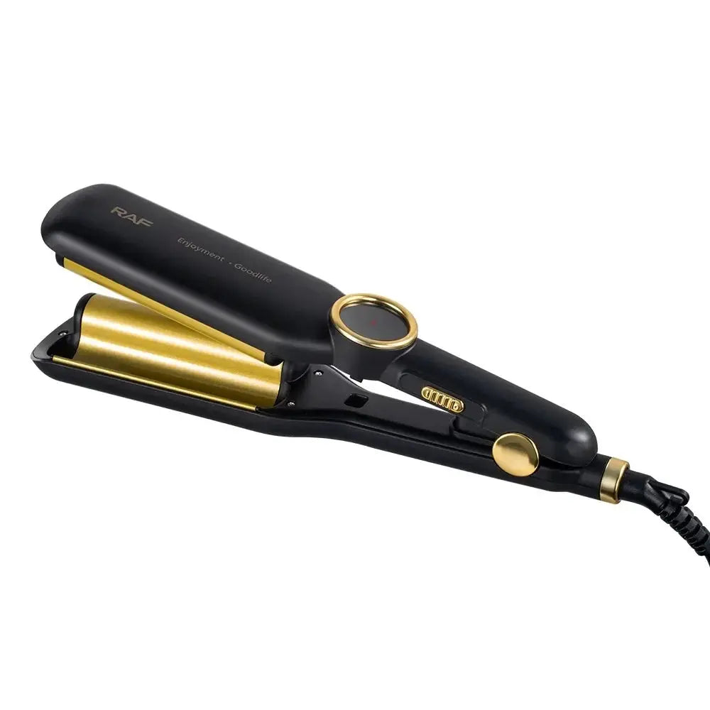 Ondulator pentru par, RAF R0411, 35W, placat cu ceramica, 29x6cm, negru-auriu Glorio