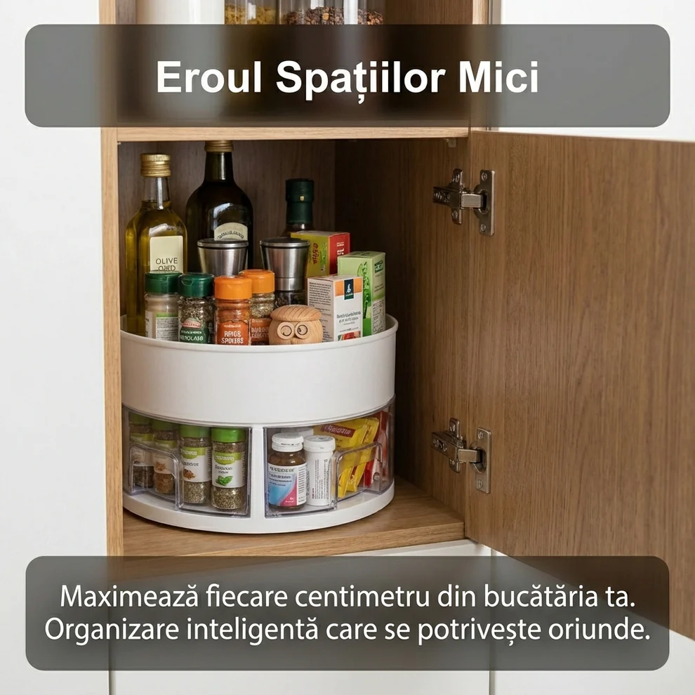 Organizator Bucatarie Profesional Kitcken Ultra 2 Cu 4x Sertare Condimente Si 4x Lingurite,23x14 cm + CADOU SURPRIZA Neamtul.ro