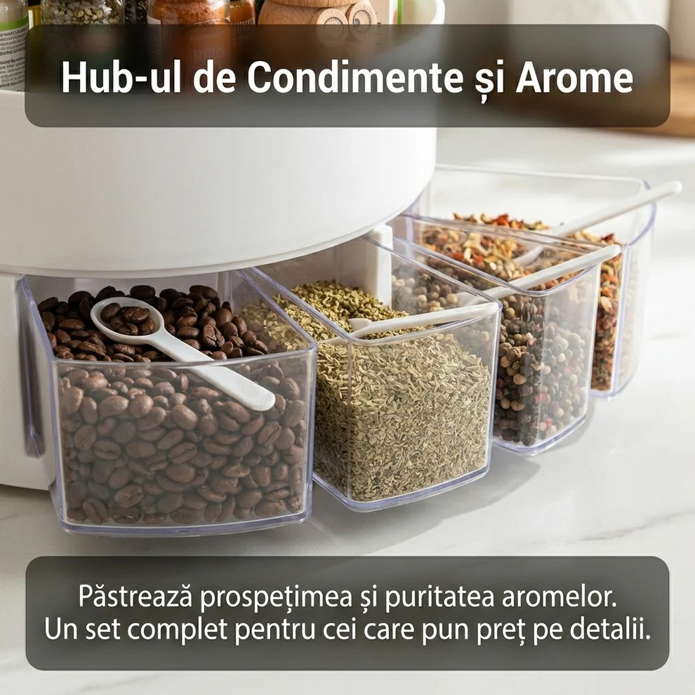 Organizator Bucatarie Profesional Kitcken Ultra 2 Cu 4x Sertare Condimente Si 4x Lingurite,23x14 cm + CADOU SURPRIZA Neamtul.ro