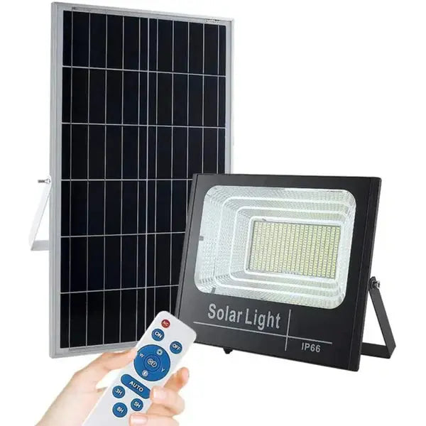 1+1 GRATIS - Proiector LED Cu Panou Solar VELORA, 50W, Control Prin Telecomanda, Senzor Crepuscular + Accesorii+Lampa Solara 100x Led CADOU Doimeseriasi.ro