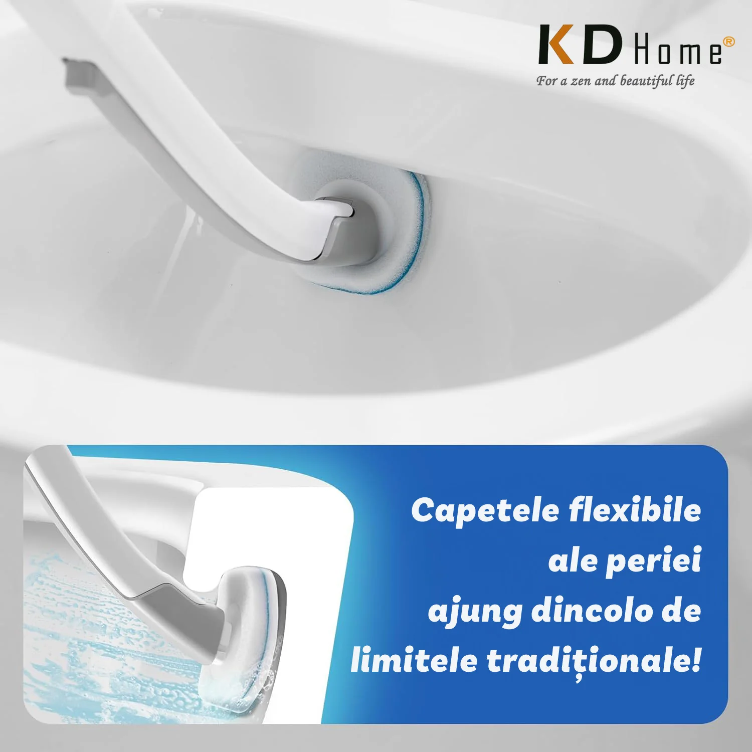 1+1 GRATIS: Perie Inteligenta Curatare WC Pentru Toaleta Cu 16 Capete De Unica Folosinta + Mini Mop Portabil CADOU Neamtul.ro