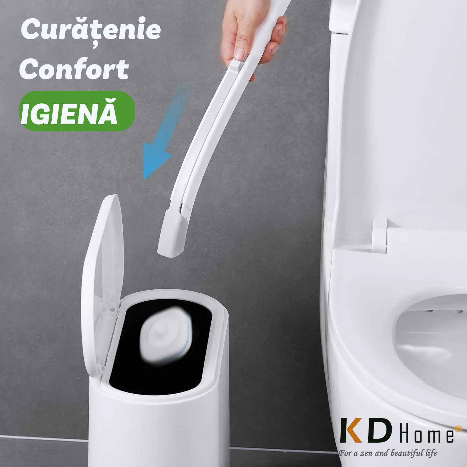 1+1 GRATIS: Perie Inteligenta Curatare WC Pentru Toaleta Cu 16 Capete De Unica Folosinta + Mini Mop Portabil CADOU Neamtul.ro