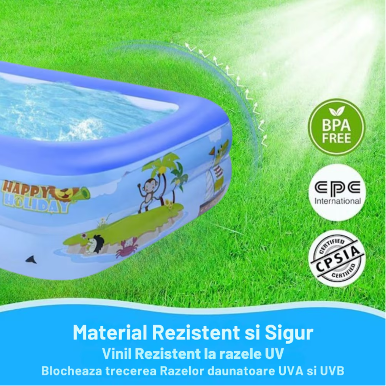 PACHET PROMO:  Piscina Gonflabila Premium 115x 82x 33 cm + Cadita Gonflabila Bebelusi 0–36 luni + Pompa Electrica+Ventilator Arctic Cool