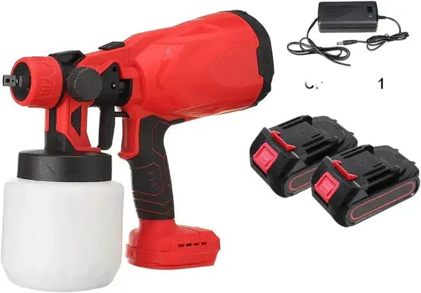Pistol Profesional De Vopsit Si Zugravit, Electric, Cu Rezervor De Vopsea, 900 ml si 2 Acumulatori, 48V, Portabil Glorio.ro