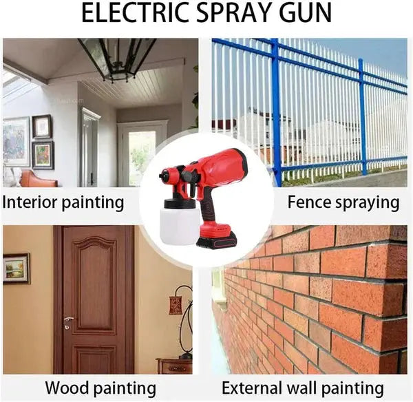 Pistol Profesional De Vopsit Si Zugravit, Electric, Cu Rezervor De Vopsea, 900 ml si 2 Acumulatori, 48V, Portabil Glorio.ro
