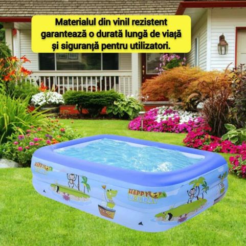 PACHET PROMO:  Piscina Gonflabila Premium 115x 82x 33 cm + Cadita Gonflabila Bebelusi 0–36 luni + Pompa Electrica+Ventilator Arctic Cool