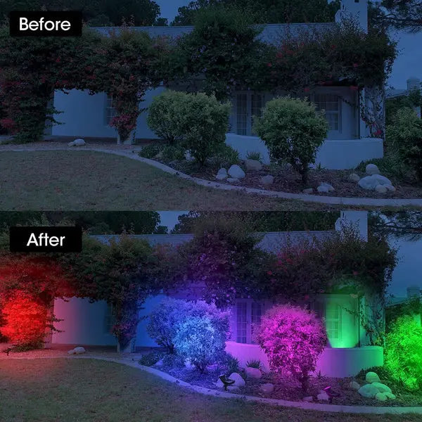 Proiector LED cu Incarcare Solara, Lumina Colorata, 7 Culori, Reglabil, Cu Suport de Fixare Doimeseriasi.ro