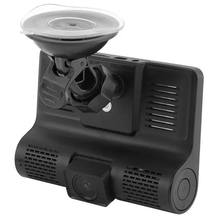Camera auto TRIPLA Full HD cu monitor de 4 INCH pentru bord si unghi larg de filmare de 170 grade + Card 64GB Doimeseriasi.ro