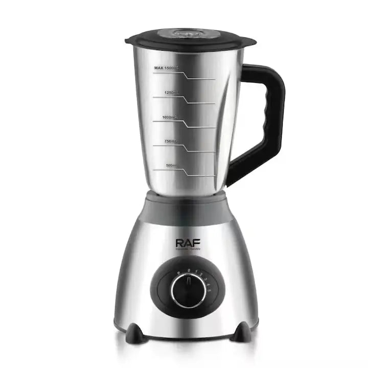 Blender Electric 3 in 1 RAF R.2871, 1000W, Pahar 1.5L din Sticla, Vas Inox, Rasnita, 2 Viteze + Pulse, StayFresh, Negru/Inox Glorio