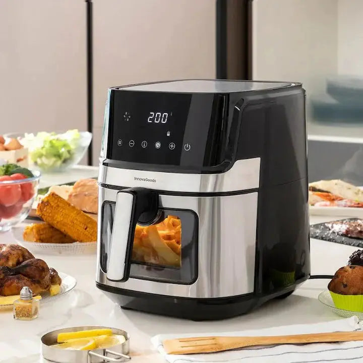 AirFryer HOFFMANS HM 780A - 8L cu Geam, 2400W, Friteuza cu Aer Cald Fara Ulei, Digitala Glorio