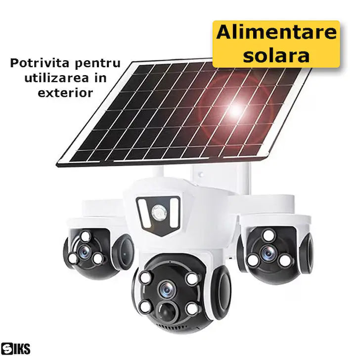 Camera Supraveghere Video Tripla Incarcare Solara, Conectare WiFi Si SIM 4G Glorio