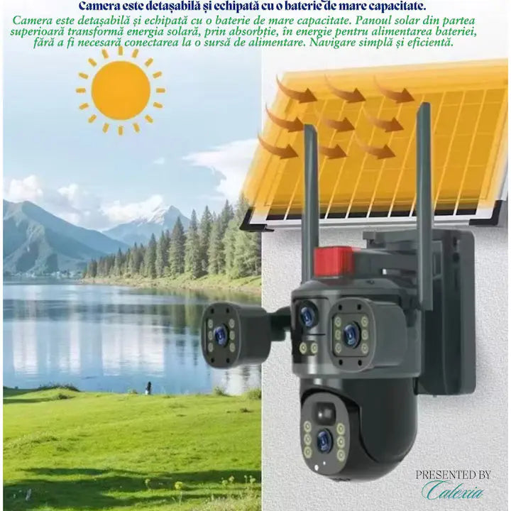 Camera De Supraveghere 3 in 1, 4G Tripla cu SIM Glorio