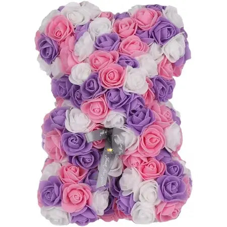 CADOU de Valentine's Day: Ursulet din trandafiri de sapun in cutie cadou, Inaltime 25cm Doimeseriasi.ro