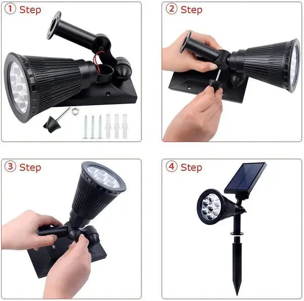 Spot LED cu Incarcare Solara, 7 LED-uri Puternice, Lumina Colorata, 7 Culori, Reglabil, Cu Suport de Fixare Doimeseriasi.ro