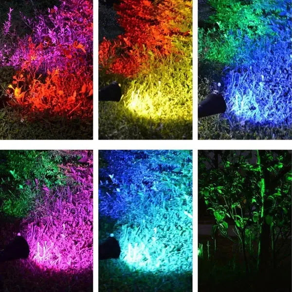 Spot LED cu Incarcare Solara, 7 LED-uri Puternice, Lumina Colorata, 7 Culori, Reglabil, Cu Suport de Fixare Doimeseriasi.ro