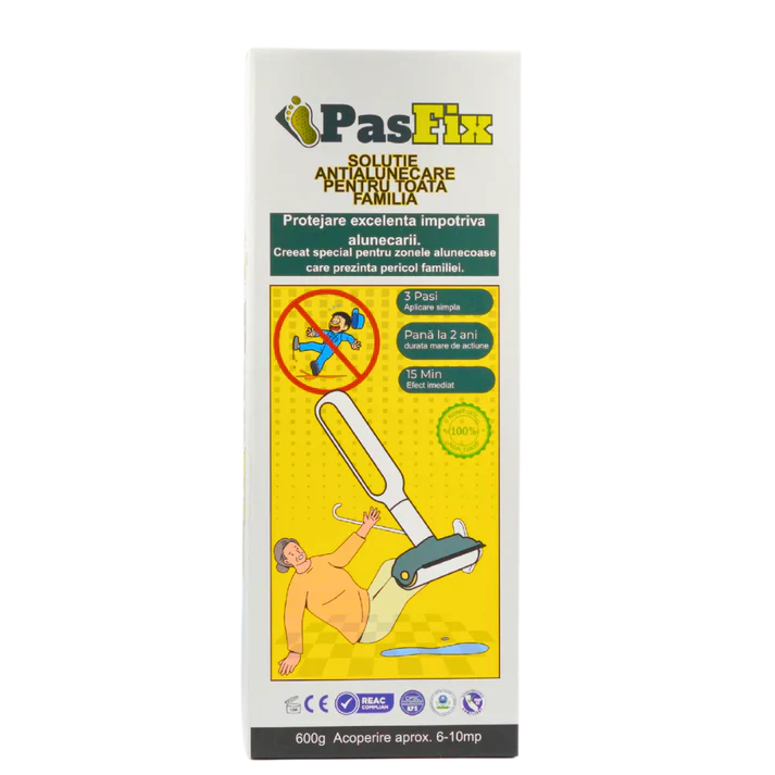 Solutie Antialunecare PasFix 600ml – Protecție sigură pentru gresie, piatră și marmură, cu rolă aplicatoare Glorio