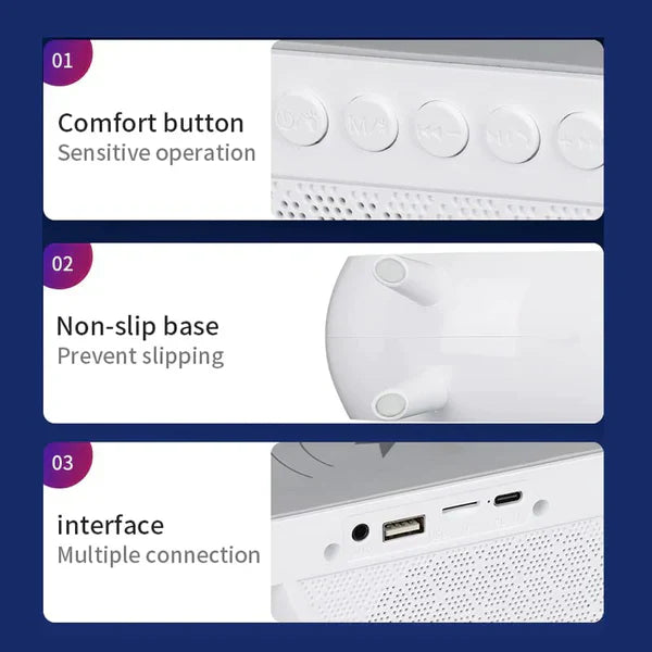 Statie 3 in 1 cu Lumina Ambientala RGB, Boxa Bluetooth si Incarcare Wireless Pentru Telefon, Alb Doimeseriasi.ro
