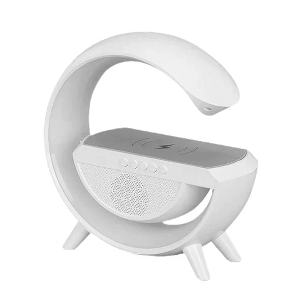 Statie 3 in 1 cu Lumina Ambientala RGB, Boxa Bluetooth si Incarcare Wireless Pentru Telefon, Alb Doimeseriasi.ro