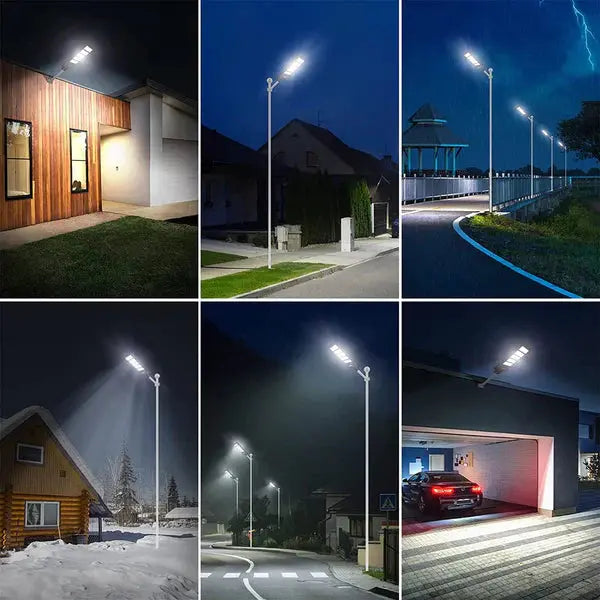 Lampa Stradala Cu Incarcare Solara   Panou Solar Integrat,  Putere Mare + Stalp De Sustinere CADOU + Acesorii+Lampa Solara 100x Led CADOU Doimeseriasi.ro