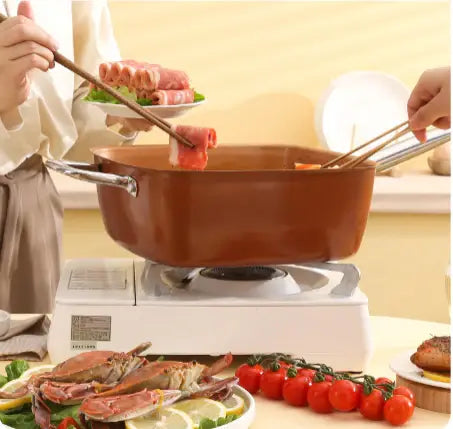 Tigaie Antiaderenta Multifunctionala, 5 Piese, Functie de Friteuza, Gatire La Aburi, 24 Cm + Capac Neamtul.ro