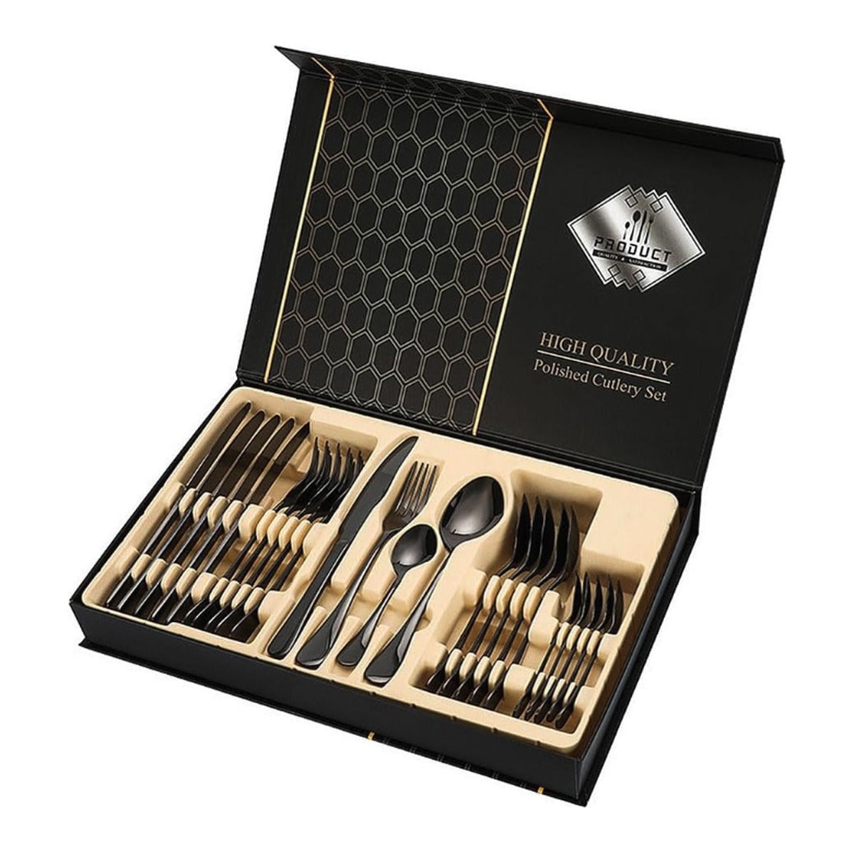 Set tacamuri 24 piese negru in cutie cadou
