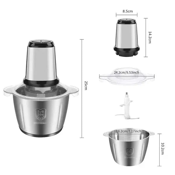 Tocator Electric Multifunctional, Pentru Carne, Fructe si Legume, Bol Din Inox, Capacitate 3L, 4 Lame Din Inox, 300W Putere Neamtul.ro