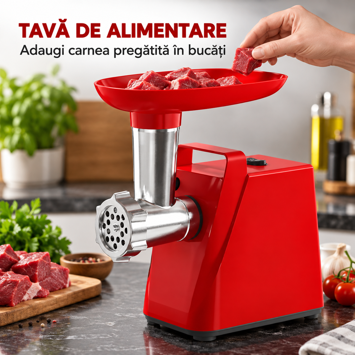 Tava de alimentare a mașinii de tocat carne