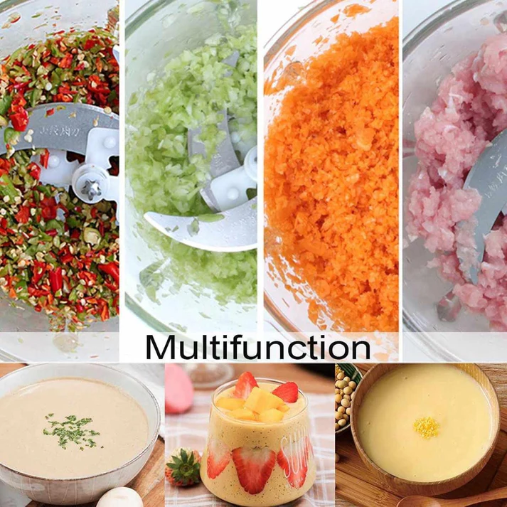 Tocator Electric Multifunctional, Pentru Carne, Fructe, Legume, Cu 2 Trepte de Viteza, Vas Inox, Capacitate Glorio.ro