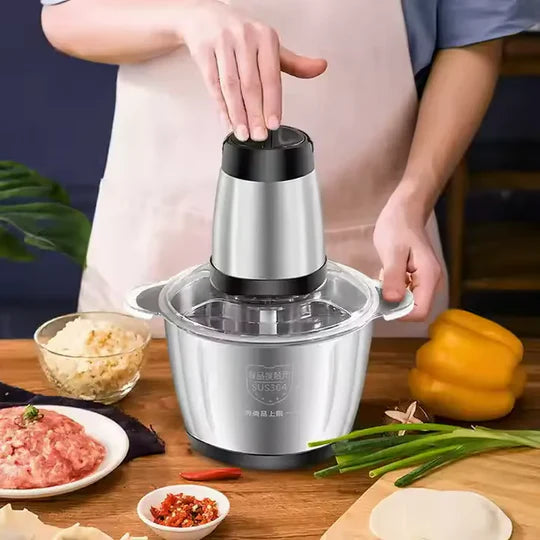 Tocator Electric Multifunctional, Pentru Carne, Fructe, Legume, Cu 2 Trepte de Viteza, Vas Inox, Capacitate Glorio.ro