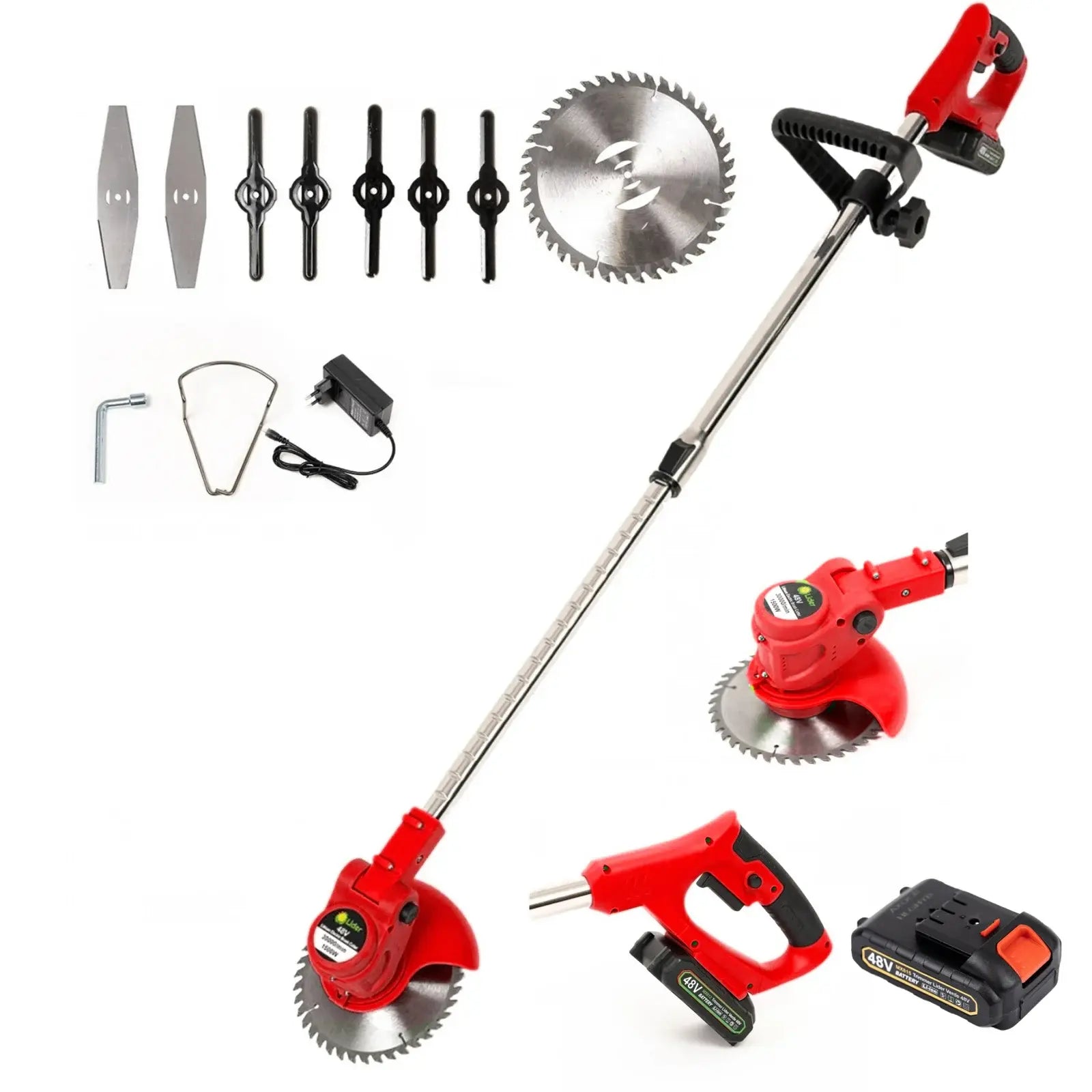 Motocoasa Gospodarul Cu 2 BATERII de 48V, Putere 800W, Cu Brat Extensibil, Pentru Gazon, 8 Lame Diferite Glorio.ro
