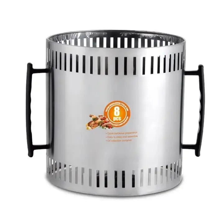 Gratar Electric Vertical RAF-8619, Fara Fum, 1200W, 8 Frigaruie Rotative din Otel Glorio