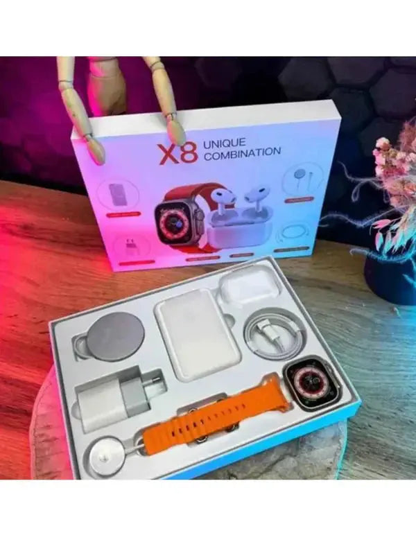 Pachet Smart Unique X8: Ceas Inteligent, Casti Wireless, Baterie Externa Magnetica, Compatibilitate Android/ iOS Doimeseriasi.ro